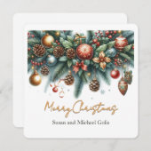 クリスマスガーランドグリーンと金ゴールド シーズンカード (正面/裏面)