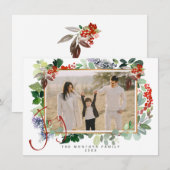 クリスマスガーランドファミリーフォトフラットホリデーカード シーズンカード (正面/裏面)