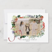 クリスマスガーランドファミリーフォトフラットホリデーカード シーズンカード (正面)