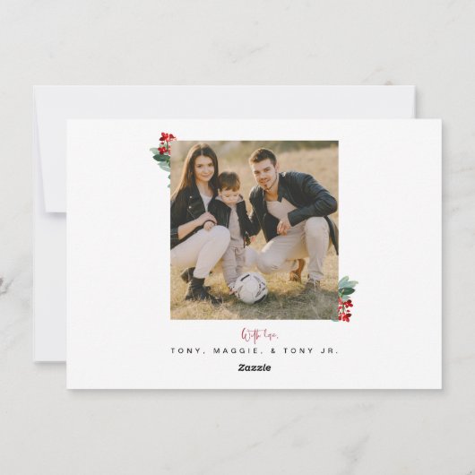 クリスマスガーランドファミリーフォトフラットホリデーカード シーズンカード (裏面)