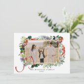 クリスマスガーランドファミリーフォトフラットホリデーカード シーズンカード (スタンド正面)