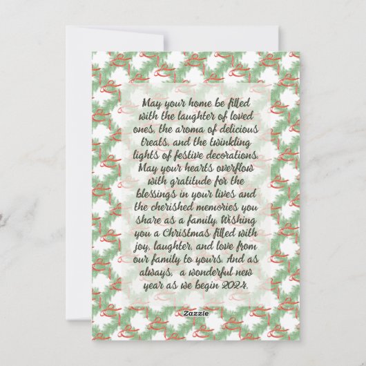 クリスマスガーランドフレームメッセージプレースホルダーフォト シーズンカード (裏面)