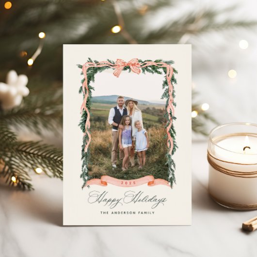 クリスマスガーランドホリデーフォトカード シーズンカード