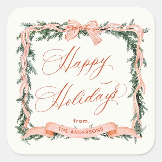 クリスマスガーランドホリデーフレーム スクエアシール (正面)