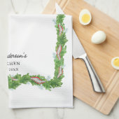 クリスマスガーランドボウファミリーキッチンカスタム キッチンタオル (四つ折り)