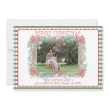 クリスマスガーランドレッドリボングリーンギンガム