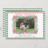 クリスマスガーランドレッドリボングリーンギンガム シーズンカード (正面/裏面)