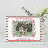 クリスマスガーランドレッドリボングリーンギンガム シーズンカード (スタンド正面)