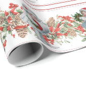 クリスマスガーランドヴィンテージガールピネコーンベリー ラッピングペーパー (ロールコーナー)