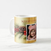 クリスマスガーランド松コーン枝写真 コーヒーマグカップ (正面左)