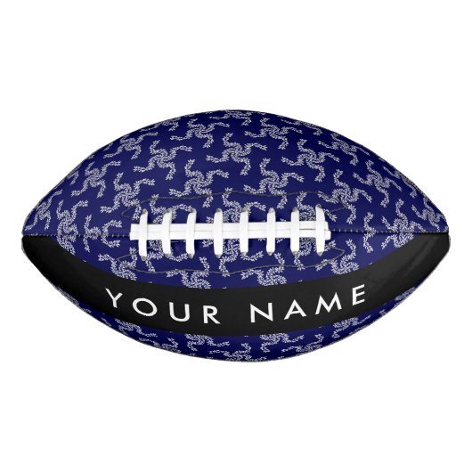 クリスマスガーランド，ブルー，あなたの名前，パーソナライズ アメリカンフットボール (正面)