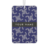 クリスマスガーランド，ブルー，あなたの名前，パーソナライズ カーエアーフレッシュナー (裏面)