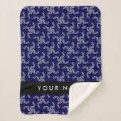 クリスマスガーランド，ブルー，あなたの名前，パーソナライズ シェルパブランケット (正面)