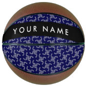 クリスマスガーランド，ブルー，あなたの名前，パーソナライズ バスケットボール (正面)