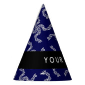 クリスマスガーランド，ブルー，あなたの名前，パーソナライズ パーティーハット (左)