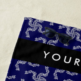 クリスマスガーランド，ブルー，あなたの名前，パーソナライズ ビーチタオル