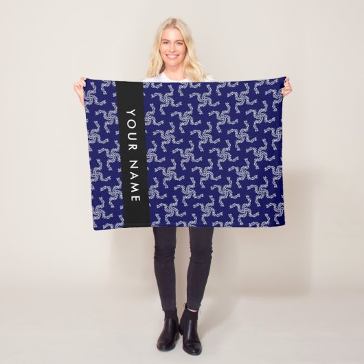 クリスマスガーランド，ブルー，あなたの名前，パーソナライズ フリースブランケット (インサイチュ)