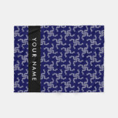 クリスマスガーランド，ブルー，あなたの名前，パーソナライズ フリースブランケット (正面(横))