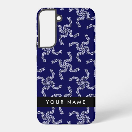 クリスマスガーランド，ブルー，あなたの名前，パーソナライズ SAMSUNG GALAXYケース (裏面)