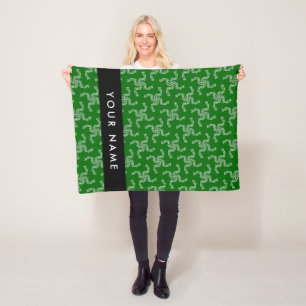 クリスマスガーランド，緑，あなたの名前，パーソナライズ フリースブランケット