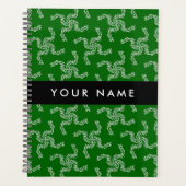 クリスマスガーランド，緑，あなたの名前，パーソナライズ プランナー手帳 (正面)