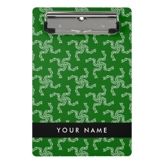 クリスマスガーランド,緑,あなたの名前,パーソナライズ ミニクリップボード (正面)