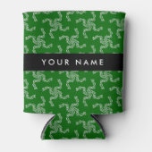 クリスマスガーランド，緑，あなたの名前，パーソナライズ 缶クーラー (正面)