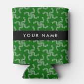 クリスマスガーランド，緑，あなたの名前，パーソナライズ 缶クーラー (裏面)