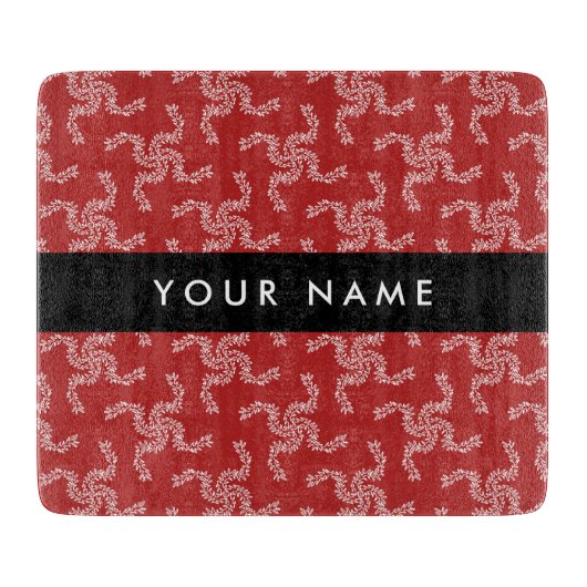 クリスマスガーランド，赤，あなたの名前，パーソナライズ カッティングボード (正面)