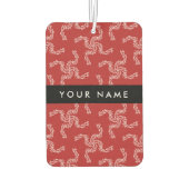 クリスマスガーランド，赤，あなたの名前，パーソナライズ カーエアーフレッシュナー (裏面)
