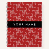 クリスマスガーランド，赤，あなたの名前，パーソナライズ ノートブック (正面)