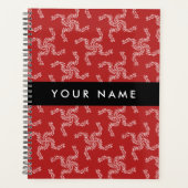 クリスマスガーランド，赤，あなたの名前，パーソナライズ プランナー手帳 (正面)