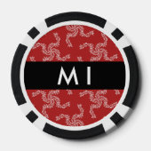 クリスマスガーランド,赤,あなたの名前,パーソナライズ ポーカーチップ (裏面)