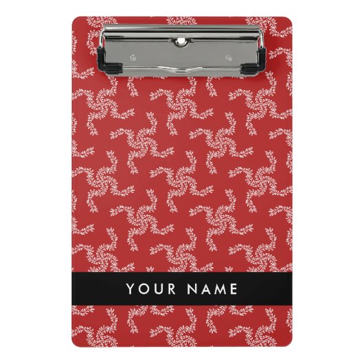 クリスマスガーランド,赤,あなたの名前,パーソナライズ ミニクリップボード (正面)