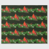 クリスマスガーランド(鳥)ショウジョウコウカンチョウ鳥光沢 ラッピングペーパー (フラット)