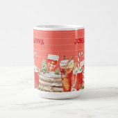 クリスマスガーリーのお菓子かわいいピンクの水色 コーヒーマグカップ (中央)