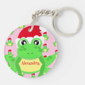 クリスマスガーリーピンクフロッグサンタハットパターン キーホルダー (裏面)
