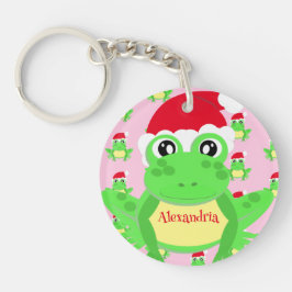 クリスマスガーリーピンクフロッグサンタハットパターン キーホルダー