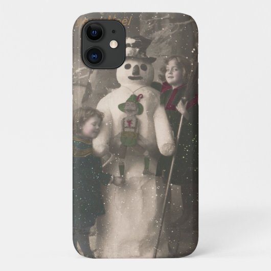クリスマスガールと雪だるまヴィンテージ写真 Case-Mate iPhoneケース (裏面)