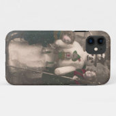 クリスマスガールと雪だるまヴィンテージ写真 Case-Mate iPhoneケース (裏面(横))