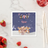 クリスマスガールのトナカイの甘い妖精 スタンダードカクテルナプキン (インサイチュ)