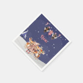 クリスマスガールのトナカイの甘い妖精 スタンダードカクテルナプキン (角)