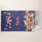 クリスマスガールのトナカイの甘い妖精 ビーチタオル (正面)