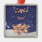 クリスマスガールのトナカイの甘い妖精 メタルオーナメント (正面)