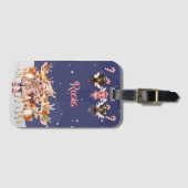 クリスマスガールのトナカイの甘い妖精 ラゲッジタグ (正面横)