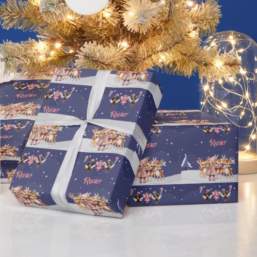 クリスマスガールのトナカイの甘い妖精 ラッピングペーパー (クリスマス)