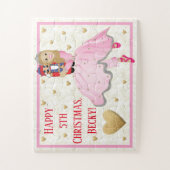 クリスマスガールのパズルピンクバレリーナのパーソナライズ ジグソーパズル (縦)