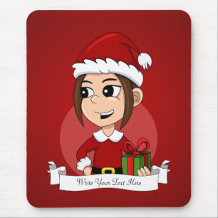 クリスマスガールの漫画のマウスパッド マウスパッド