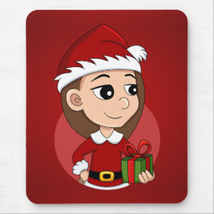 クリスマスガールの漫画のマウスパッド マウスパッド