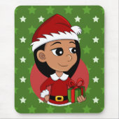 クリスマスガールの漫画のマウスパッド マウスパッド (正面)